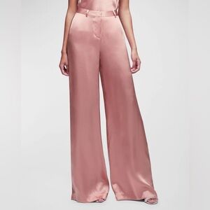 Pink Wide-Leg Satin Pants size small